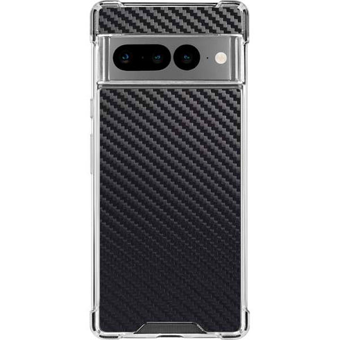 Black Carbon Fiber Specialty Texture Material Google Pixel 7 Pro Clear Case